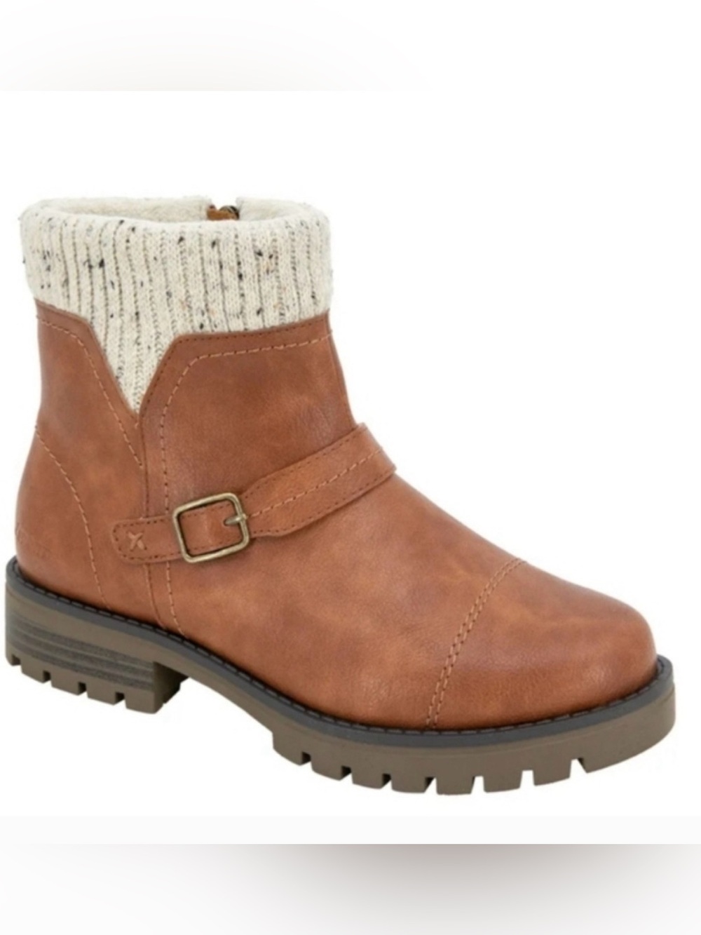 Women's Cognac Ankle Bootie with Knit Cuff